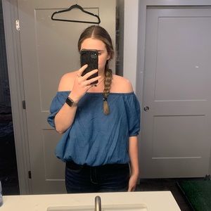 chambray off the shoulder top